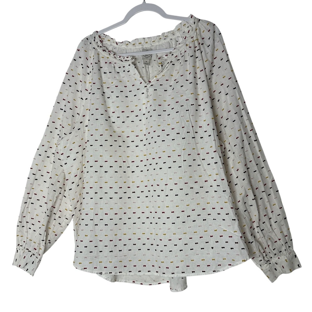 New St Johns Bay Top‎ Women's  2X Embroidered Peasant Cottage Core Long Sleeve